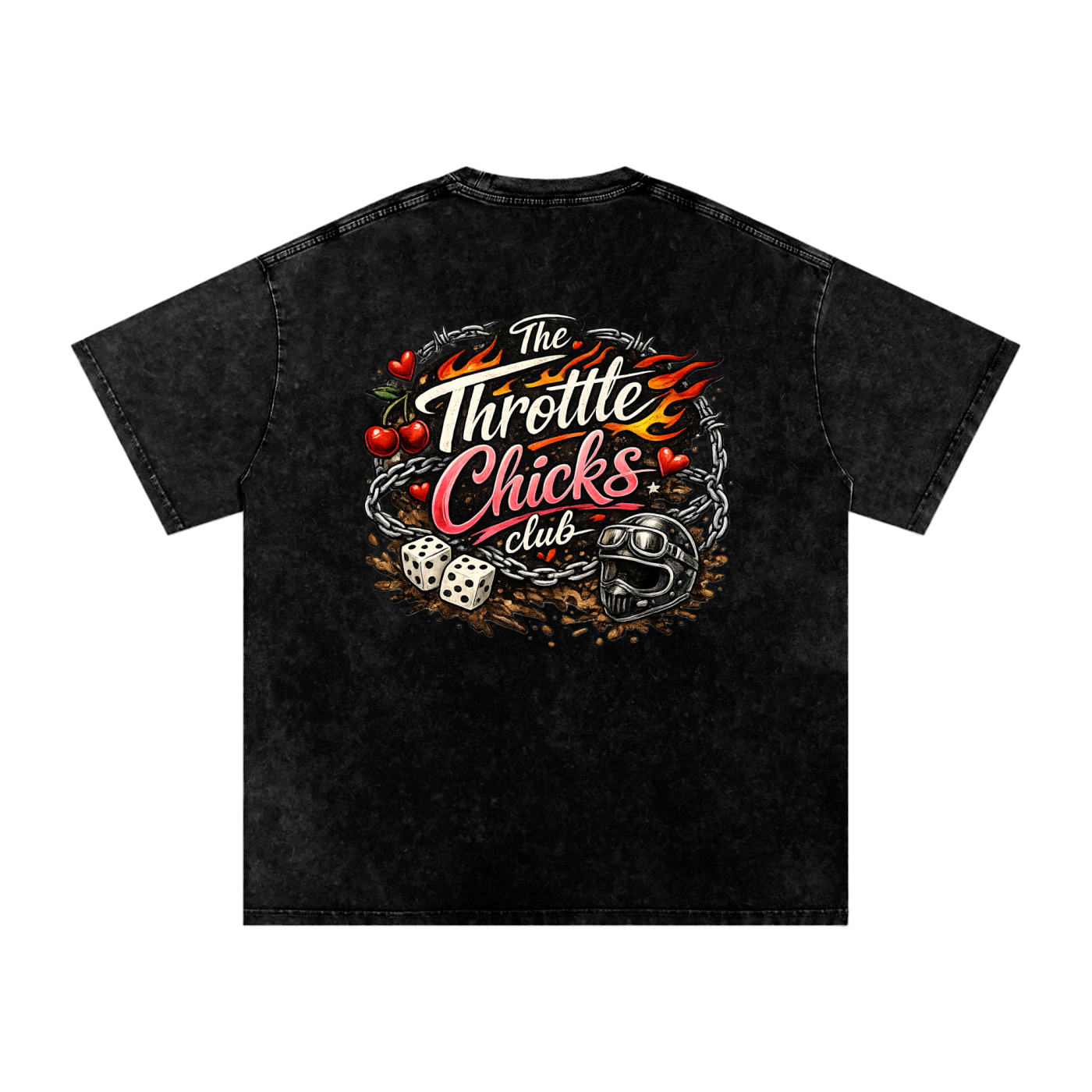 Throttle Chicks Club Snow Wash Tee – Red & Black Edition