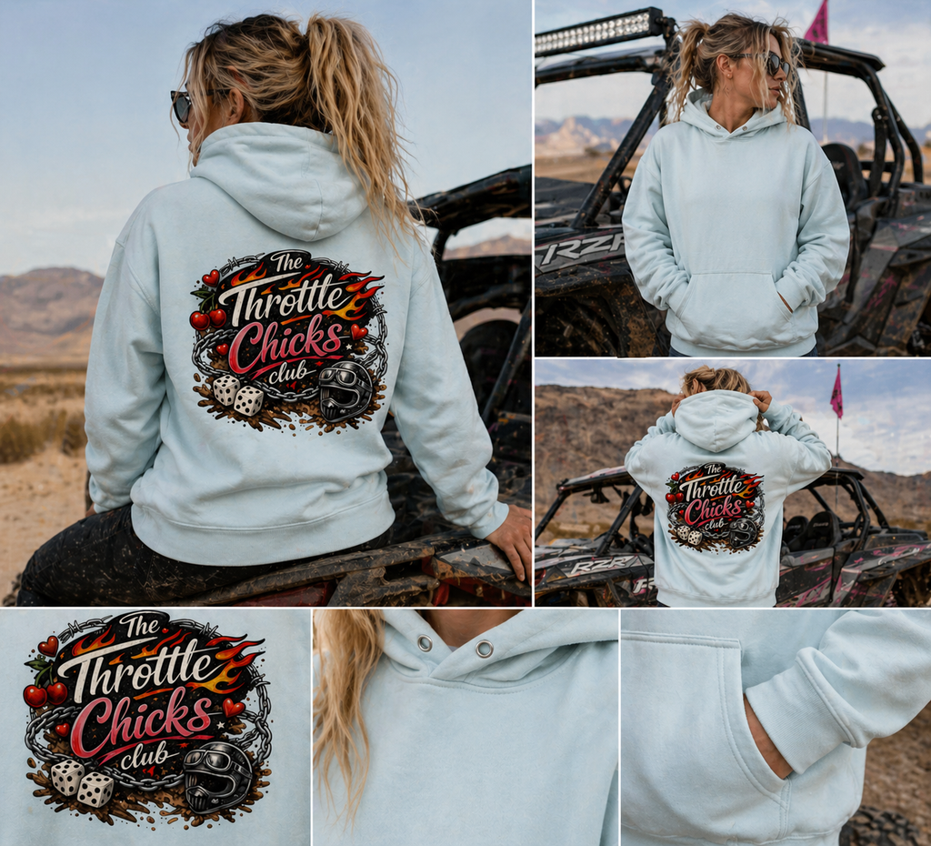 Throttle Chicks Club Hoodie – Street & Garage Edition