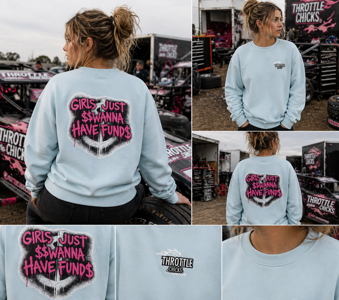 “Girls Just Wanna Have Funds” Crewneck – Throttle Chicks